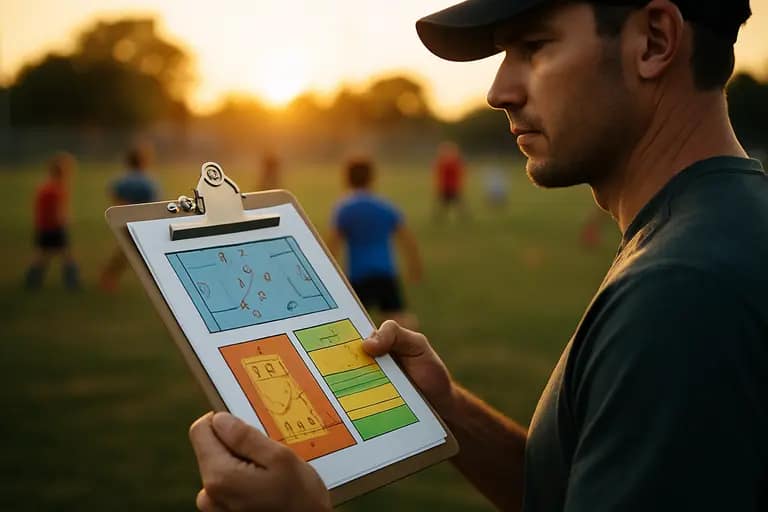 Coaches prepare equipment near a synthetic turf baseball diamond
