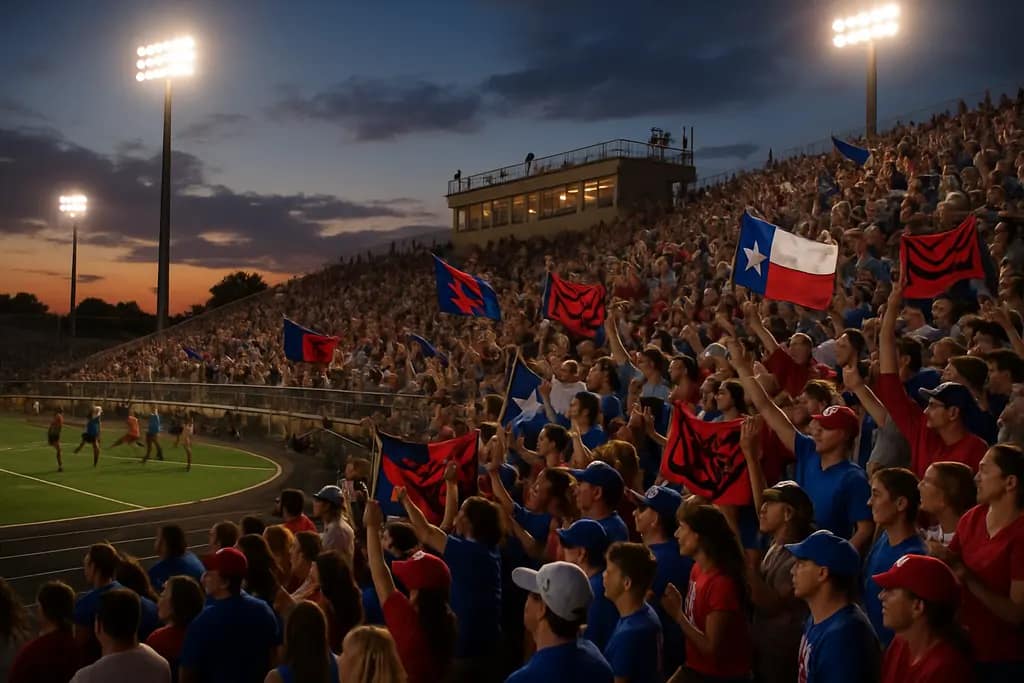 Youth athletes at Games of Texas warm up while families gather near the field