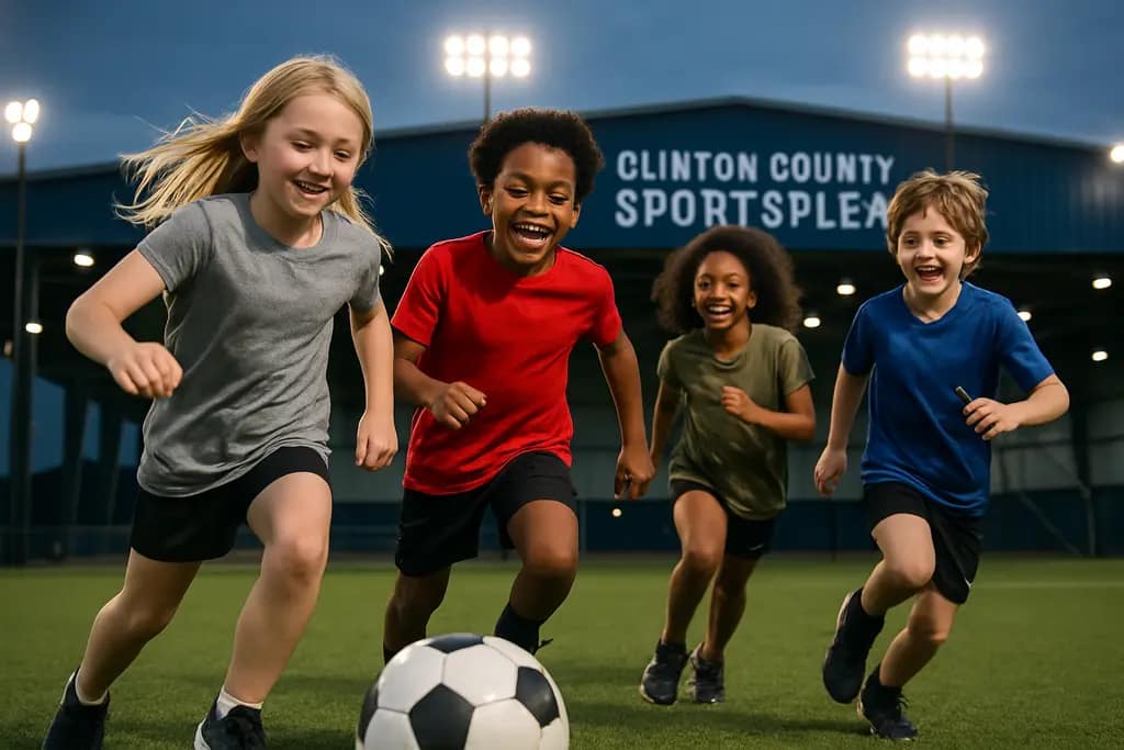 Clinton County Sportsplex indoor courts with young athletes practicing together