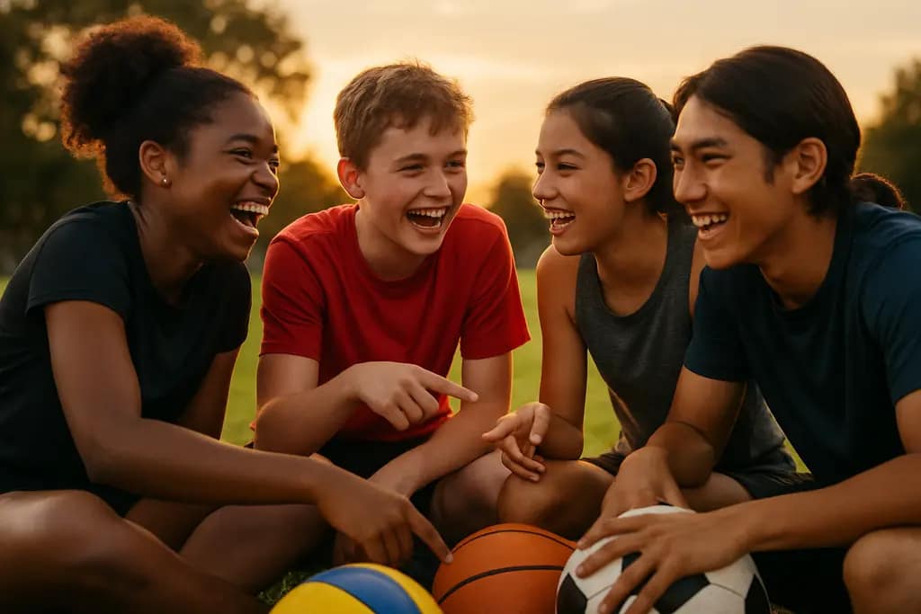 FIGS Initiative athletes practicing volleyball with peers in a school gym